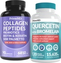 27-in-1 毛皮和Nails维生素(6810mg) w/Biotin和Collagen 头发生长维生素配有Probiotics和Saw Palmetto,90 cm - 28-in-1 Quercetin配有布洛梅兰用于日常免疫防御(120ct)
