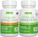 Longvida Curcumin 500mg + VESIsorb Ubiquinol-QH 高级 CoQ10 100mg Bundle, 超生物可用Curcumin 与生物可用和快速作用 Ubiquinol, 作者: Igennus