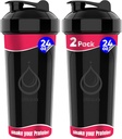 2 PACK,双24 oz 摇摆瓶 配有强力电线 Whisks 为蛋白质混合剂 → 防漏 Blender 摇摆瓶 (黑色) → BPA-Free & Dishwasher 安全 → 摇摆杯为蛋白质摇摆剂