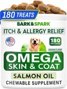 BARK&SPARK Omega 3 狗肉 - 180 鱼油处理 狗肉谢丁,皮肤过敏 咀嚼,除痒,热点治疗 - 联合健康 - 皮肤和煤炭补充 - EPA & DHA 脂肪酸 - 沙门油