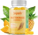 Nattokinase Gummys 12,000 FU, Serrapeptase Gummys 360000 SPU Enzyme 补充 Bromelain Papain & Inulin 用于循环, Gut, 文摘支持, Vegan, 非 GMO, 60 个伯爵
