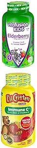 儿童维生素包 长老莓 水果维生素,60Ct + Lil Critters 孩子们 奶油 C Gummy 补充:60或120mg 维生素C Per Service,190 Count(95-190日供应)