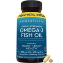 Viva Naturals Triple Strige Omega 3 Fish Olega Pills – 2500 mg Hig-Potentions 配有2250 mg Omega 3脂肪酸(包括美国环保局,DHA,DA)的 RTG 吸收形式 — IFOS认证,90软胶