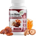 GreeNatr 完整蘑菇补充剂 - 10 in 1 Complex with Lions Mane, Cordyceps, Shiitake, Chaga, Turkey Tail for Imune Support, Memory, Focus & Natural Energy Booster - 60 Capsules (1瓶)