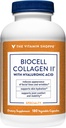 含有Hyaluronic Acid 1000mg的维生素商店生物细胞Collagen II - 促进健康的皮肤,联合体和卡蒂拉基 - 支持水分和弹性 - 用于日常健康(60个蔬菜罐头)