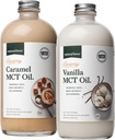 Natural Force Creamy Vanilla + Creamy Caramel MCT Oil Bundle – Gluten-Free,非转基因生物,来自有机椰子的乳化火焰MCT – Keto, Paleo, 和 Vegan 2x 16 Ounce Glass Bottles 等