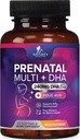 产前维生素含Folic Acid & DHA,胎儿脑发育支持含Folate & Omega 3's, 产前多维生素女性,维生素A, C, D, B6, B12 & Iron, 孕期补充-60软胶