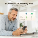 Yeasound OTC 老年人听力辅助器, RIC700 Plus 蓝牙呼叫 iOS 启用,无线可充电听力辅助器,噪声减少和应用程序控制,处方-格乐声音,近乎隐形(金)