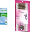 Debrox Swimmer的耳滴, 1 Fl Oz和Swisspers Premium棉纺, 300 积水的耳滴