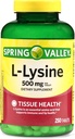 L-Lysine 500mg 250 平板电脑 — Immune系统支持的基本赖氨酸补充剂,皮肤,唇,以及组织健康, Lysin, Lisina, Gluten-Free L L Lysine 500 Mg for Daily Wellness