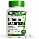 1mg 硫酸锂 — Orotate 安全替代品 — Microdose Lithium 补充 Mood, Focus & Calm — Vitamin C 支持 — 60 片 — 美国制造