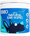 DOCO 狗耳清洁擦拭 狗和猫Eucalyptus 的手指清洗工具, 香摩利和阿洛埃 猫耳清洁剂, 除臭剂和帮助痒耳 (50个计数)