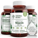 天然 Nutra 时间释放慢Niacin 500mg(维生素B3),支持健康胆固醇,促进心血管健康,促进皮肤细胞和改善认知功能,250 Vegan 片