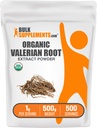 Bulk Assupports.com 有机瓦莱里安提取粉 -来源于瓦莱里安根,草药补充剂 - Gluten Free,每次服役1g,500g(1.1磅)(包1)