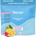 Nectar Energy Booster - 有机咖啡因,B12 & 电解质 - 无糖和零卡路里 - 健康咖啡,能量饮料和苏达替代品 - 水力和能量补充剂(Straw. Lemonade 18 Packets)