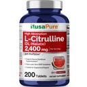 NusaPure L-Citrulline 2,400mg 200蔬菜片(非GMO,Gluten Free,100天供应,Bioperine)