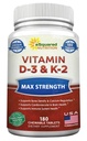 aSquare 营养维生素D3 配有 K2 补充-180 可切片, 最大强度 D-3 Colecalciferol 和 K-2 MK7 支持健康骨骼,牙齿,心脏 - 抗氧化剂 D3 和 K2 MK-7 能量配方成人