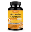 ZEBORA Glucosamine Chondroitin联合支助补编,配有MSM Turmeric Boswellia、Glucosamine Sulfate、Glucosamine Chondroitin MSM,用于联合支助和救济,120 Capsules