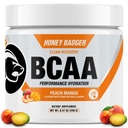 蜂蜜Badger BCAA + EAA 氨基酸粉, BCAAs + L-Glutamine, Keto, Vegan, 男女无糖, 水分和工作后肌肉复苏 饮用混合剂, 桃芒果, 30种