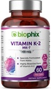 活体维生素K2 MK-7-100 mcg 60 Veg Capsules - 支持强骨质免疫健康