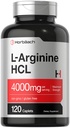 Horbäach L-Arginine HCL 4000mg = 120 caplets = 男女氨基酸 = Nitric Oxide 补充 = 蔬菜,非GMO,Gluten 免费补充