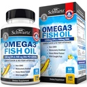 三强Omega 3 鱼油补充剂 - 2250mg EPA DHA Omega 3 新鲜野生捕捉鱼的脂肪酸,Burpless Lemon Flavor公式支持眼部健康和更多,Gluten Free,180软胶