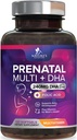 含叶酸和DHA的产前维生素、含Folate和Omega 3's的胎儿脑发育支持、妇女的产前多维生素、维生素A、C、D、B6、B12和Iron、妊娠补充120软胶