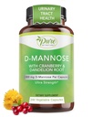 纯天然600mg D-Mannose Vegan Capsules 配有 Cranberry & Dandelion 提取, Urinary Tract 健康支持, Flush impurity, 解毒体, 240 计数
