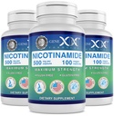 Genex Formats Nicotinamide 500mg(3-Pack) 维生素B3 Flush Free Niacin Capsules for health Skin - Niacinamide 补充药丸 帮助生产Keratin 并支持皮肤细胞健康与能源(300 Capsules)