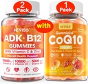 NEVISS 2Pack 维生素ADK 配有 B12 古米+ 1Pack CoQ10-250mg 填充古米