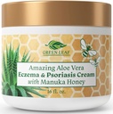 Manuka Honey Eczema Cream 摩擦Lotion for Psoriasis Relief - 痒痒,干皮肤拉什膏剂 - 皮肤苏打摩擦器 婴幼儿和成人 - 高强度身体和面部Cream 16oz