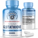 S-Acetyl L-Glutathione 300mg – 60 Acid-Resistant Capsules, 高生物利用率 S 乙酰 Glutathione 肝脏和皮肤健康补充剂, 补充抗氧化剂支持Capsules
