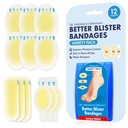 Frederick博士的原创Blister Bandages - 12ct - 储水器 - 40% More Cushioning - 脚、脚趾、脚跟的Hydrocolloid Bandages - 预防和恢复的Blister Pads - 多样性包装