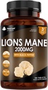新叶制品 狮子马恩蘑菇 提取补充 2000mg - 180 高强度 Vegan 片与黑辣椒 - (不粉或卡普尔) 在英国制造