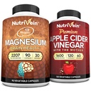 Nutrivein Premium Apple Vider Vinegar Capsules & Magnesium L-Threonate Bundle:高吸性镁 Threonate 补充剂和苹果苹果苹果公司Vinegar 补充剂,用于大脑,Gut,和整体健康