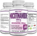 Nicotinamide 500mg 配有 Resveratrol 100mg - 120 Veggie Capsules - 维生素 B3 辅助药 支持NAD,皮肤细胞健康与能源
