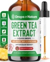 绿茶 10:1 提取50% EGCG - 绿色茶液滴 - Vegan, 4X 威力更大的药剂 和 Capsules - 2oz 抗氧化剂和免疫补充剂 - 皮肤,心脏支持,脑健康与记忆促进剂