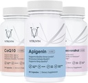 维特鲁文运动恢复(Apigenin 2 x 50mg,COQ10 200mg,Resveratrol 500mg) Vegan,Non-GMO,Gluten-Free,Gelatin-Free.