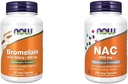 NOW 补充剂,Bromelain 2,400 GDU/g-500 mg,天然蛋白酶*,120 Veg Capsules & 补充剂,配有硒和钼的NAC 600 mg,配有250 Veg Capsules