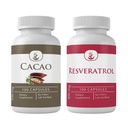 Cacao & Resveratrol Capsule Bundle(每个100盖),无添加剂或填充剂,实验室验证