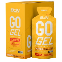 BARE 绩效营养,BPN Go Gel 耐力,每包24克碳水化合物和100卡路里,Vegan + Gluten 自由奔跑Gel,10个单服务包,芒果
