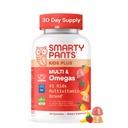 SmartyPants Kids Multivitamin Gummys - 改进公式:Omega 3(DHA/EPA),维生素D3,C,B12,B6,维生素A,K & Zinc,Gluten Free,Tree Fruvors,60 Counter(30天供应)