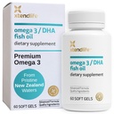 Xtendlife Omega 3 DHA 鱼油 - 1100mg 含700mg DHA 和 300mg EPA - Omega 3 6 9 心脏和大脑补充剂 - 1个月供应量(60个计数)