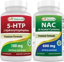 最佳天然物 5-HTP(5-羟基tryptophan) 100 mg & NAC - N乙酰Cysteine 600 mg