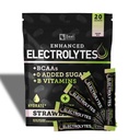 强化的电解质粉棒包装(Strawberry Kiwi QQ 20 Packets) w/ 0 糖 + BCAAs + B-维生素 电解质 补充 w 钾 锌和镁 水解 - Keto 电解质