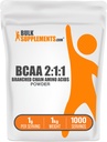 Bulk Assupports.com BCAA 2:1:1 粉末 - 分支链氨酸,BCAAs 氨酸 - 不受欢迎和无胶质,每服1克,1kg (pack of 5) (11磅)
