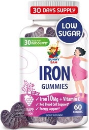 SUNNY SAM 儿童与成年人的铁胶 - 含维生素C的铁维生素,每服10mg – 可口果糖 支持免疫红血细胞生产