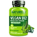 NATURELO Vegan B12 - 含有有机螺旋藻的甲基B12 - 高钾维生素B12 1000 mcg 甲基Cobalamin - 支持健康膜,能源,心脏和眼部健康 - 90 Capsules