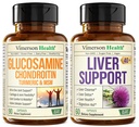 Glucosamine Chondroitin MSM 配有 Turmeric Boswellia & Liver Cleanse Detox & 维修 40+ Liver 配有50% Silymarin 牛奶硝酸盐提取供联合和肝脏支持