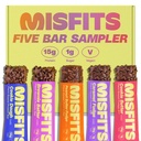 Misfit Vegan蛋白棒 - 更新的 Recipe QQ Plant 基于,低糖和碳, 高纤维 S Snacks QQ Variety sample Pack to trial the Flavors QQ Pack of 5 (每个Flavor 1)